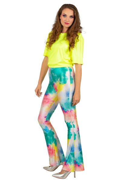 Flared broek colourful poeder spot