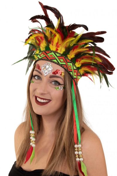 Indianen dans veren hoofdtooi Carnaval